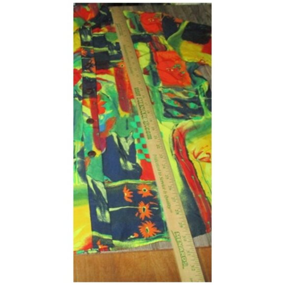 Vintage 1980s Saint Germain Oversized Rayon Blouse Top Orange Abstract Print XL - Picture 9 of 16